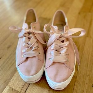 Kate Spade x Keds Pink White Platform Sneakers